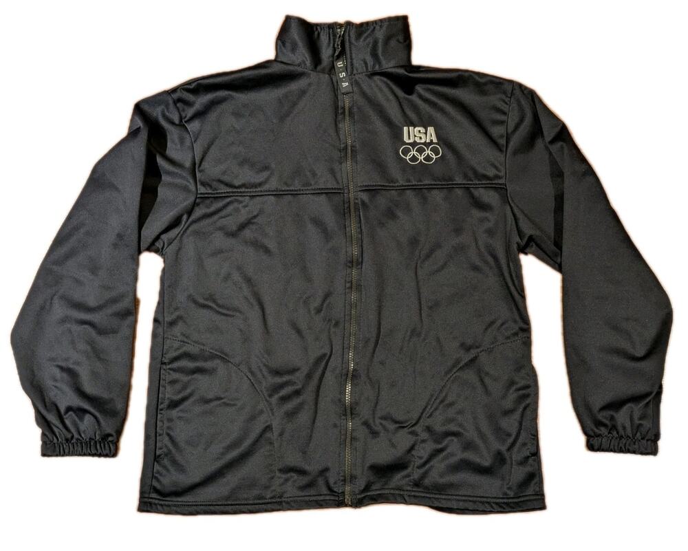 Vintage USA Olympic Committee Track Jacket Large Made in USA Full Zip